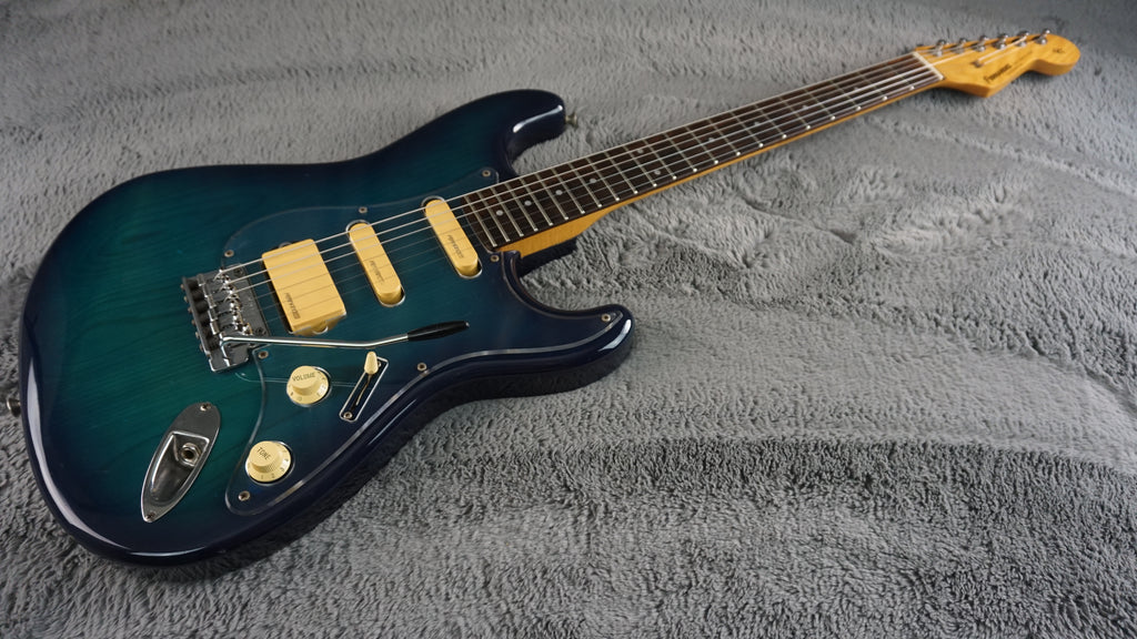 Fernandes “The Function” ST-45C MIJ Electric Guitar Blue Burst Flame Top w/ Fernandes Hard Case