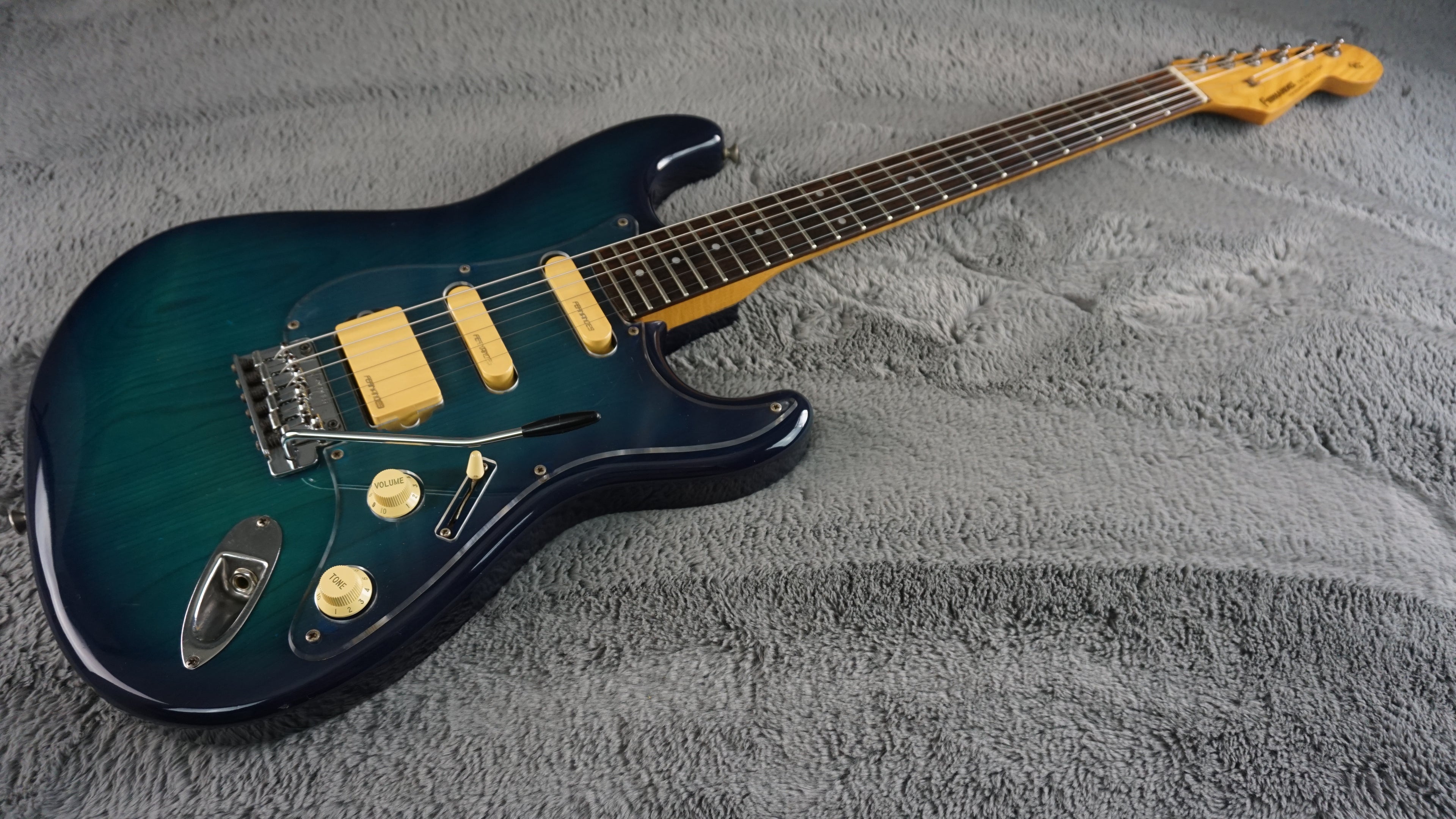 Fernandes “The Function” ST-45C MIJ Electric Guitar Blue Burst Flame Top w/ Fernandes Hard Case