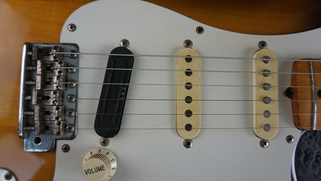 1987 MIJ Squier Stratocaster Fujigen E-Series Sunburst w/ ESP Rail Pickup & Fender Case