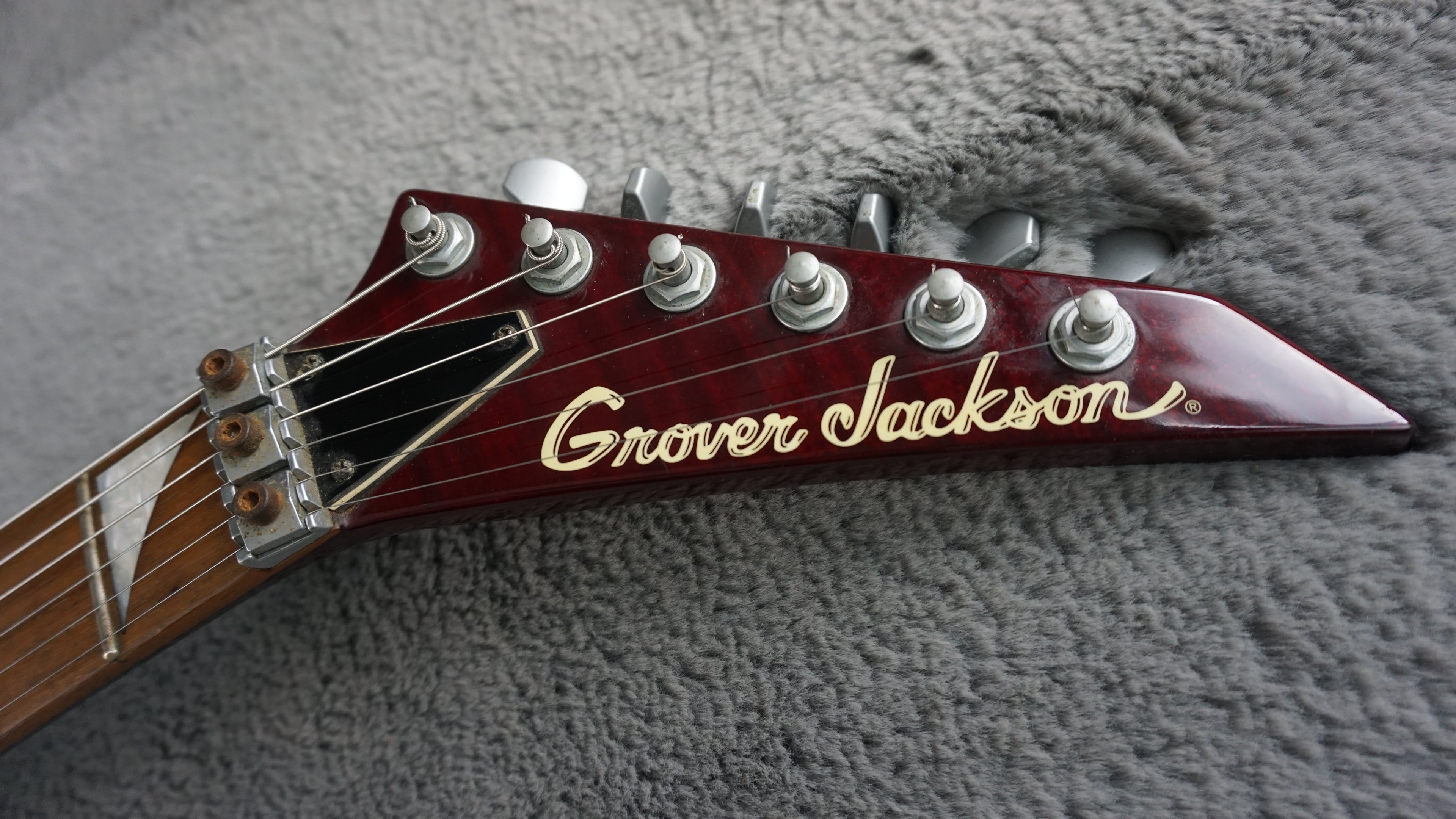 Grover Jackson SL-C.U.90HH Soloist MIJ Electric Guitar Transparent Red Flame