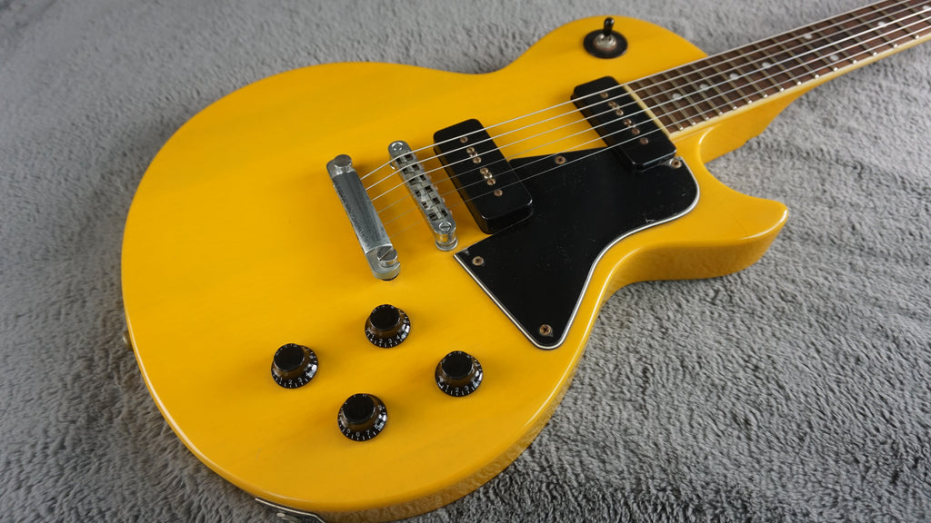 Blitz by Aria Pro II Leopard Transparent TV Yellow Single Cut P90 MIJ