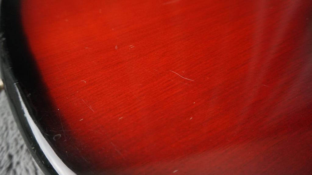 Vintage 1970s Made in Japan Bass Guitar Redburst w/ Dual Pickups & Original Electronics