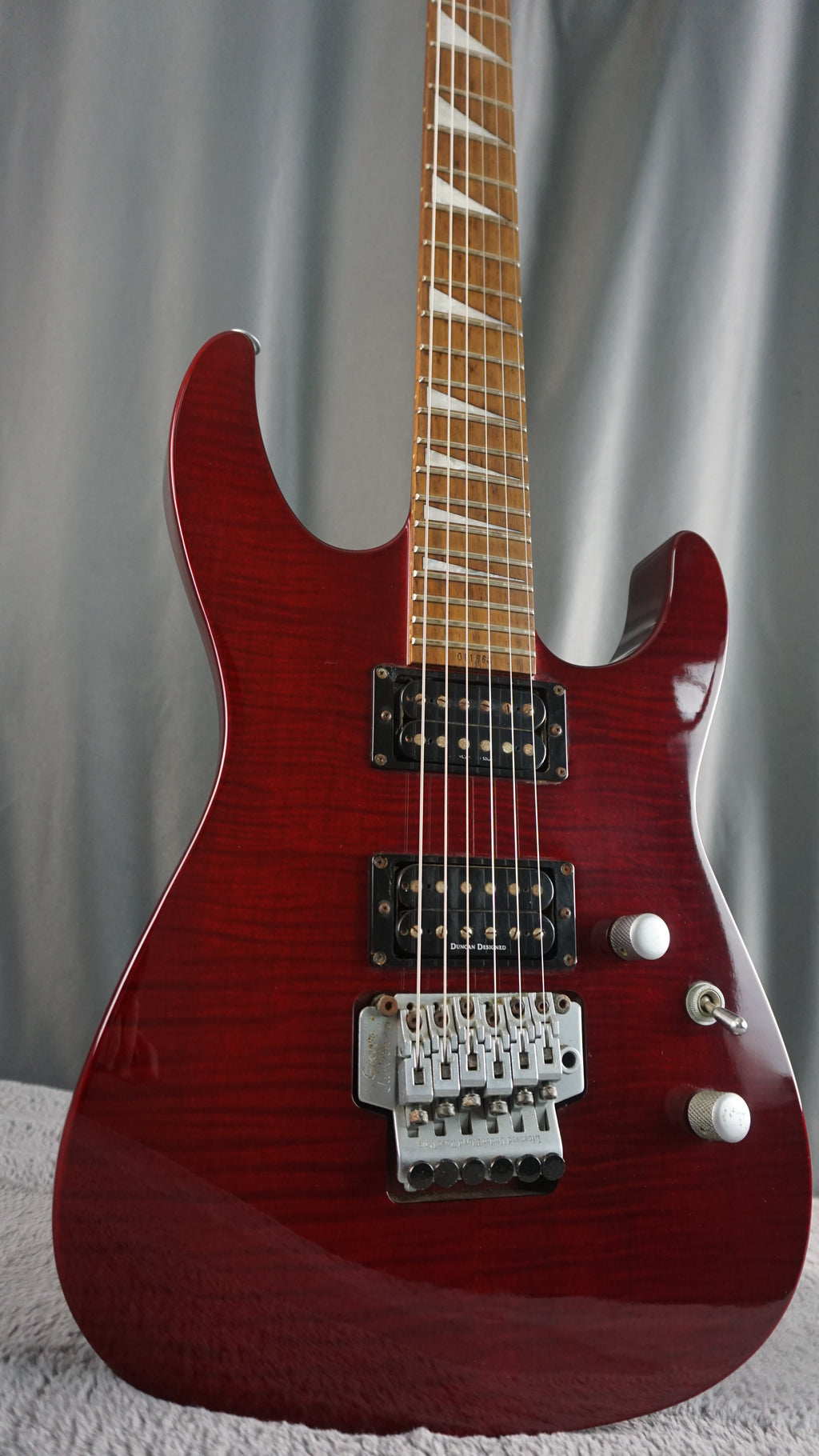 Grover Jackson SL-C.U.90HH Soloist MIJ Electric Guitar Transparent Red Flame