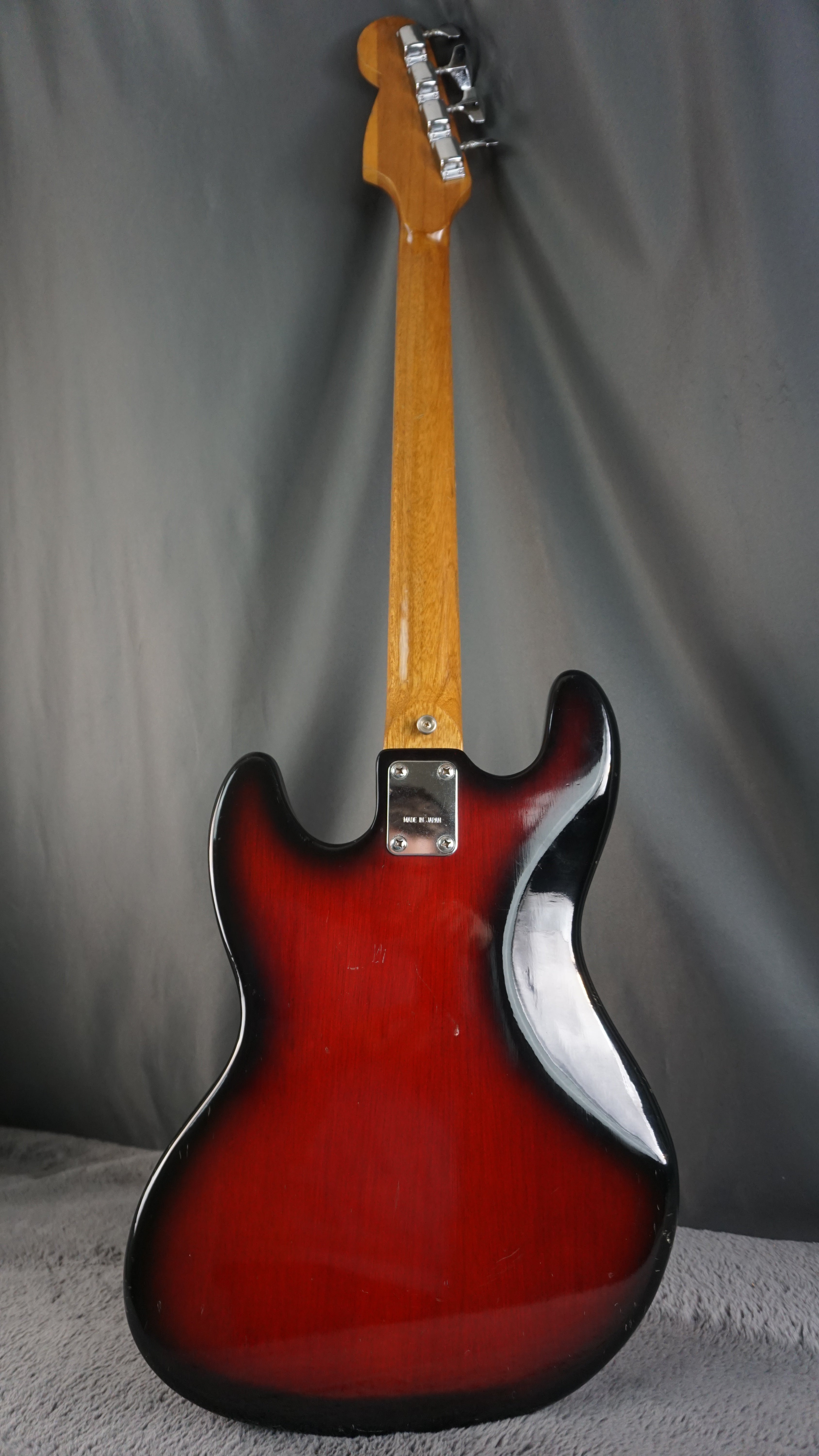 Vintage 1970s Made in Japan Bass Guitar Redburst w/ Dual Pickups & Original Electronics