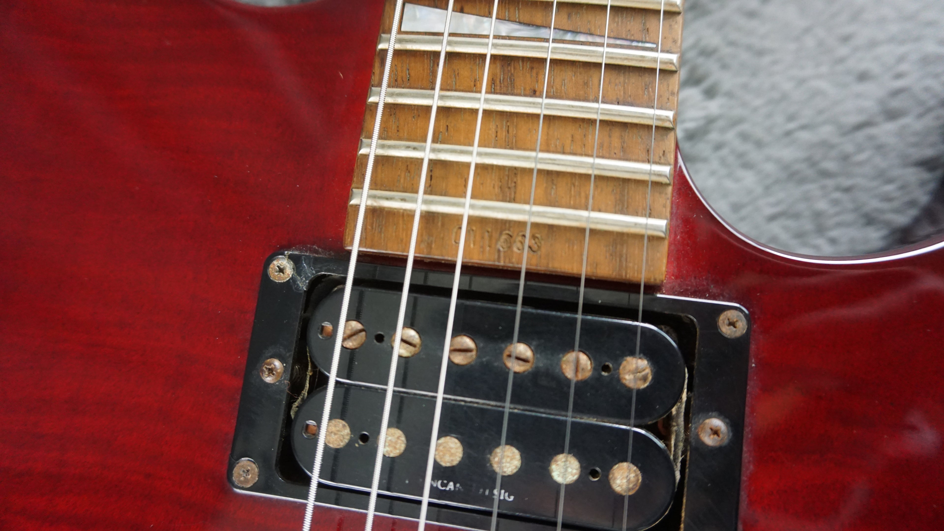 Grover Jackson SL-C.U.90HH Soloist MIJ Electric Guitar Transparent Red Flame