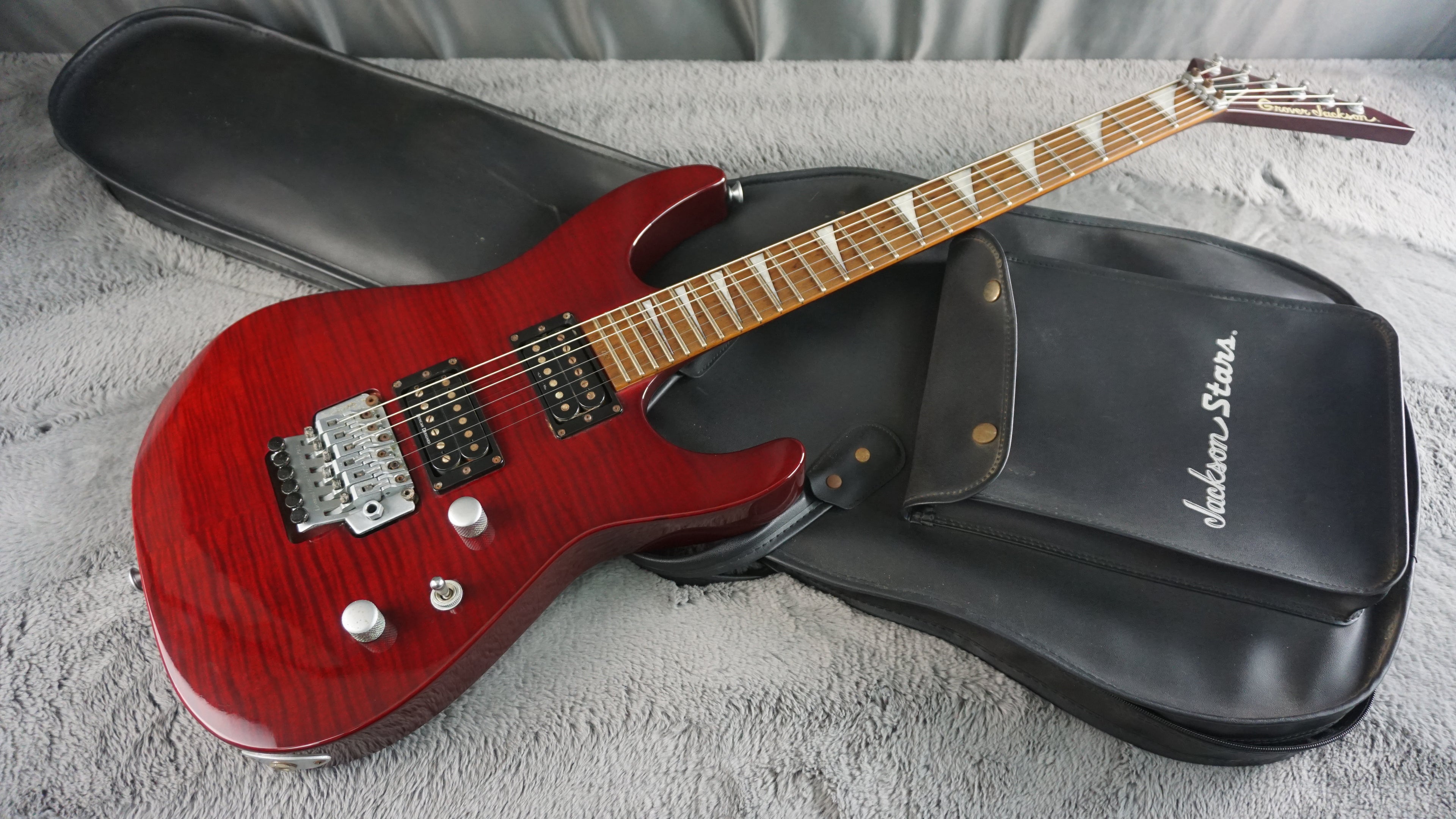 Grover Jackson SL-C.U.90HH Soloist MIJ Electric Guitar Transparent Red Flame