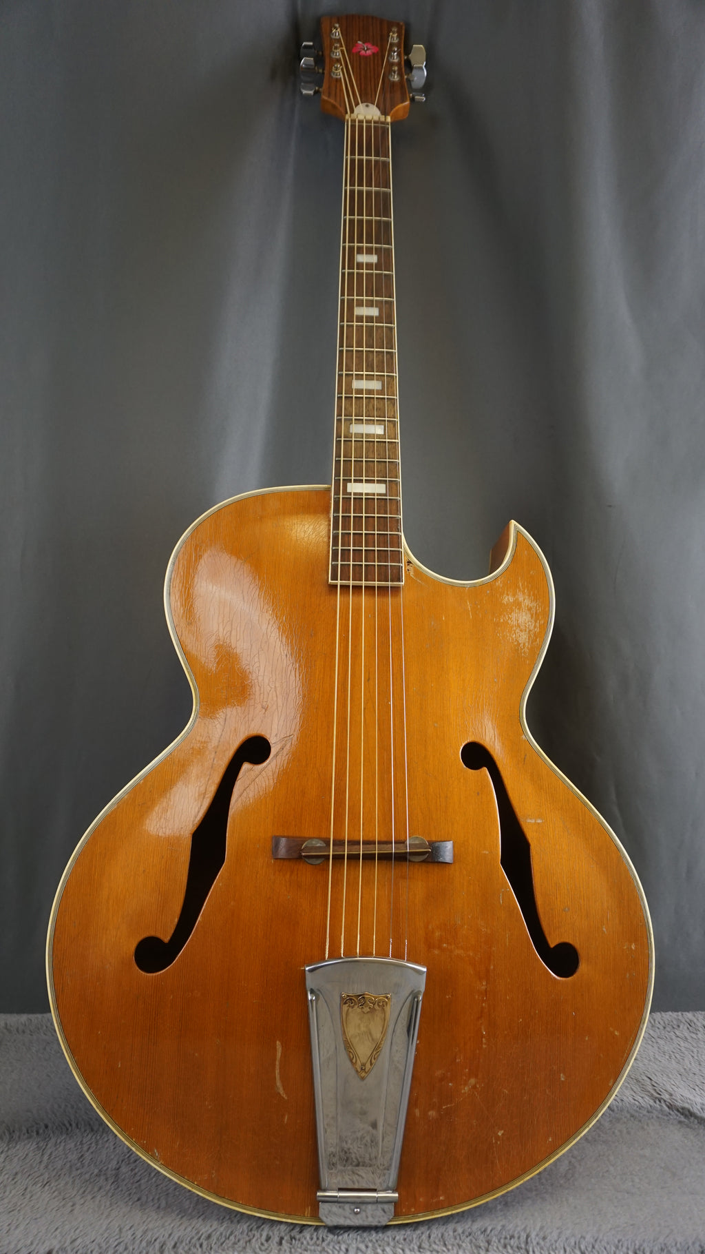 Vintage MIJ Hollow Body Archtop Guitar Natural Finish Japan w/ Restored Hardware