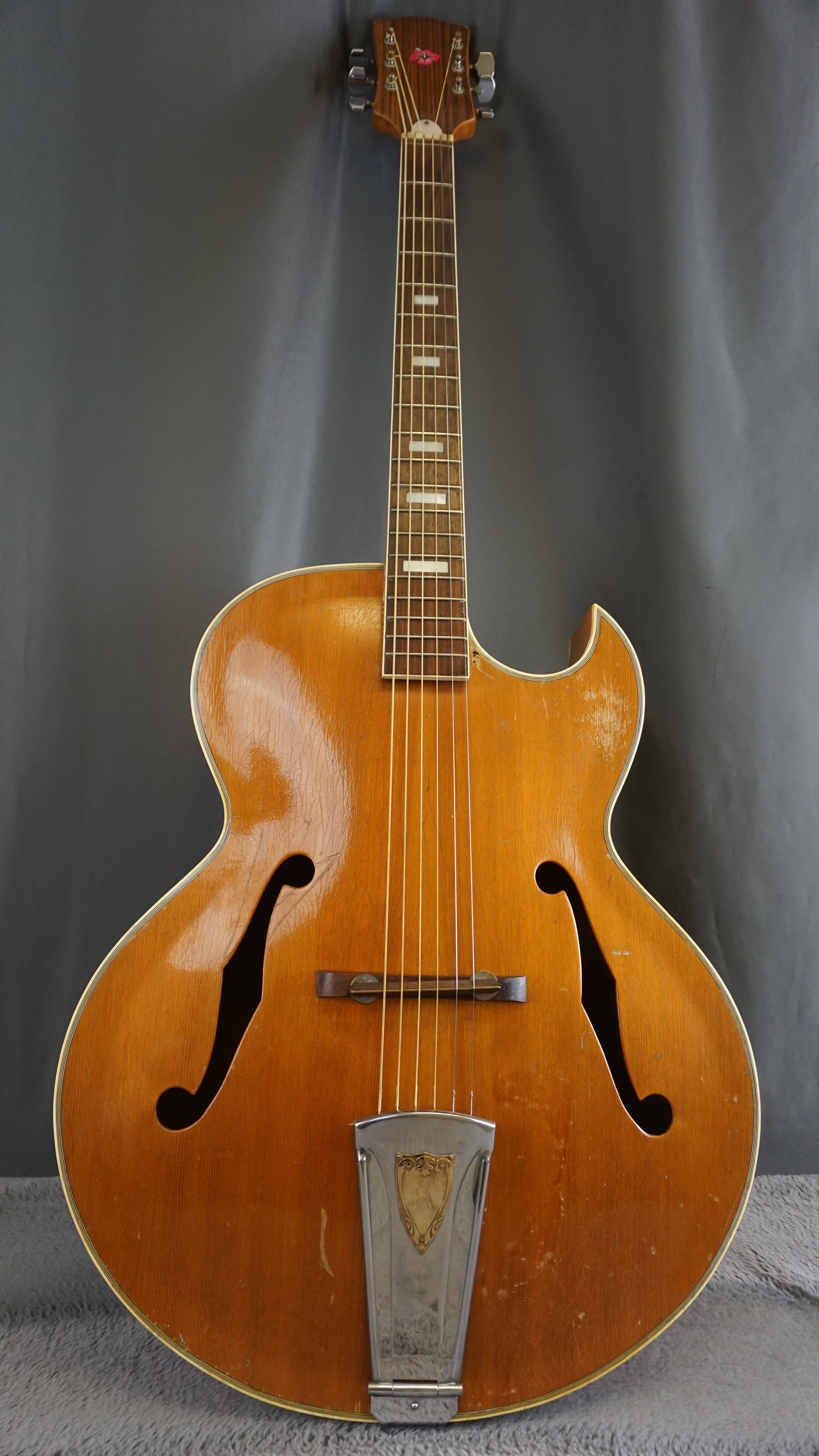 Vintage MIJ Hollow Body Archtop Guitar Natural Finish Japan w/ Restored Hardware