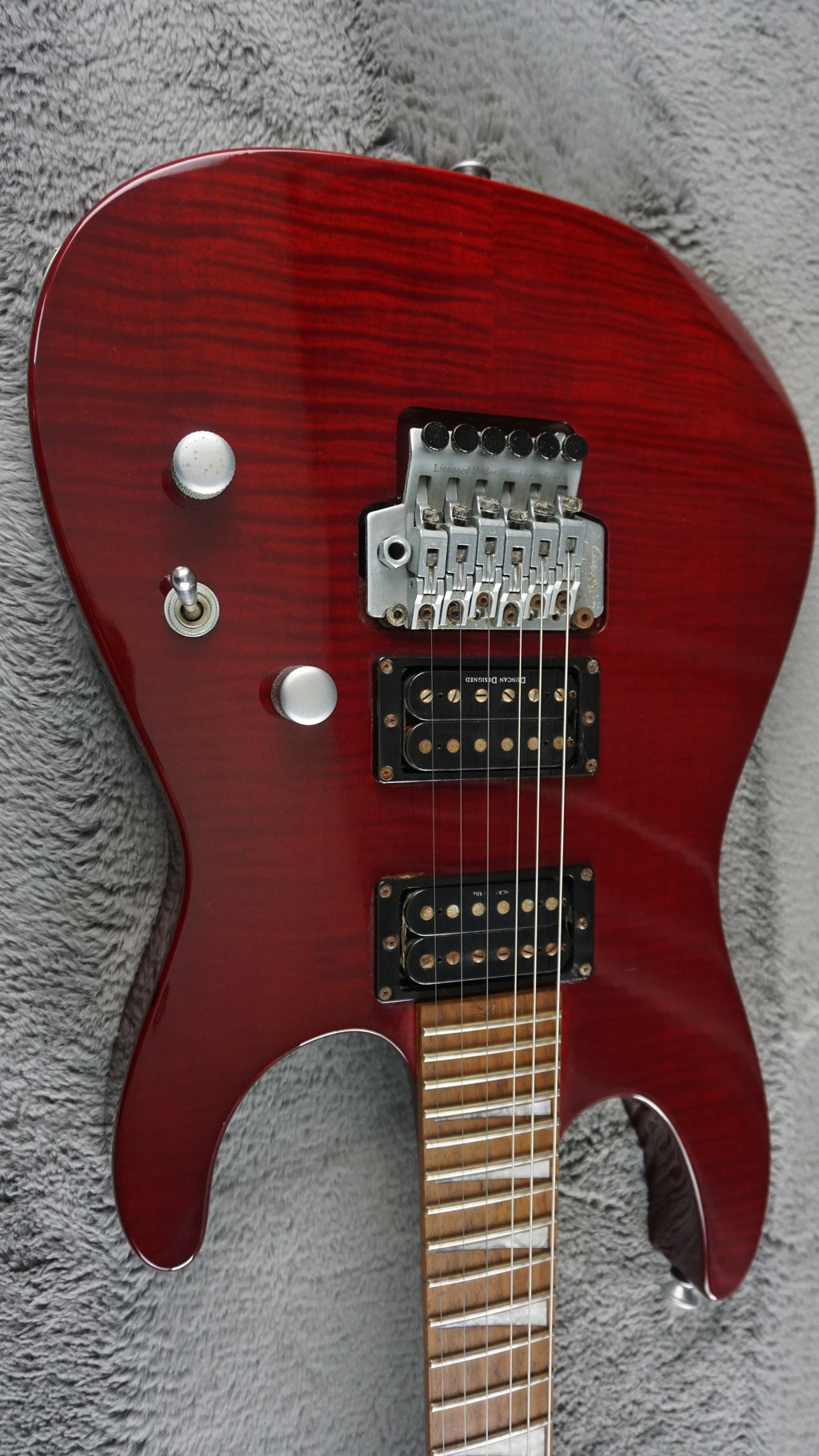 Grover Jackson SL-C.U.90HH Soloist MIJ Electric Guitar Transparent Red Flame