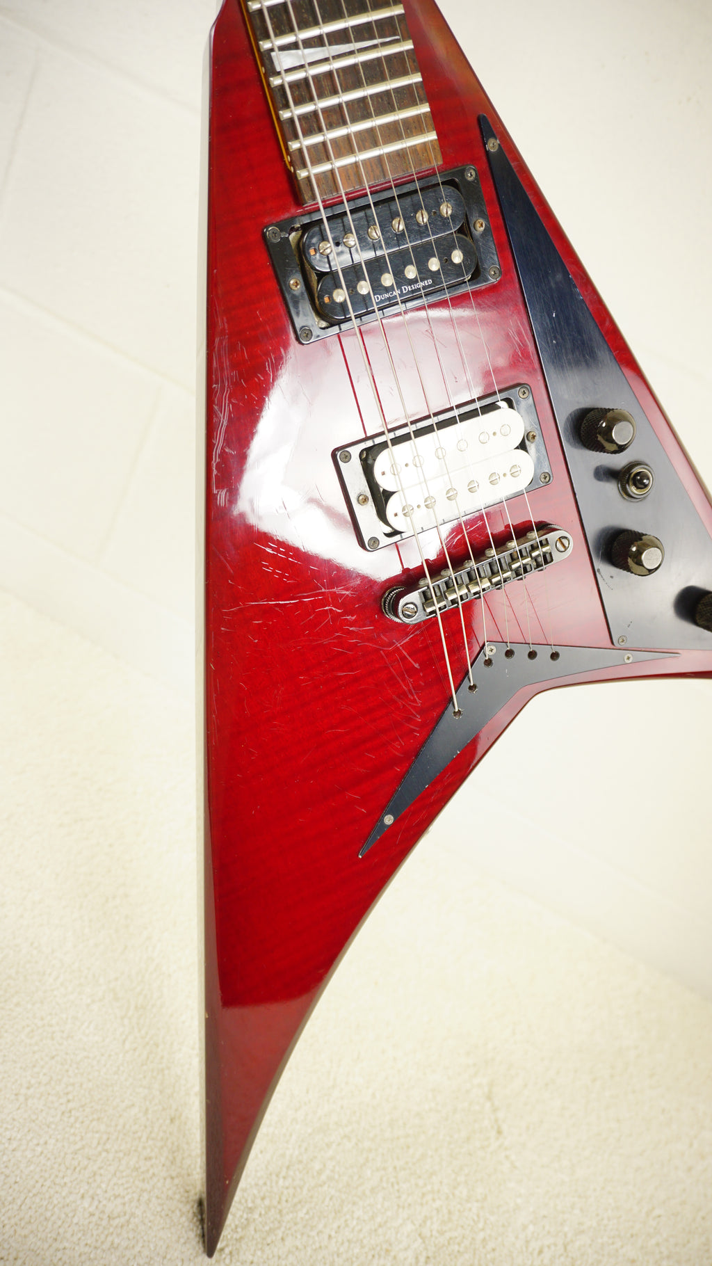 1998 Grover Jackson RR-CU50Q Rhoads Transparent Red Quilt MIJ w/ Jackson Hard Case