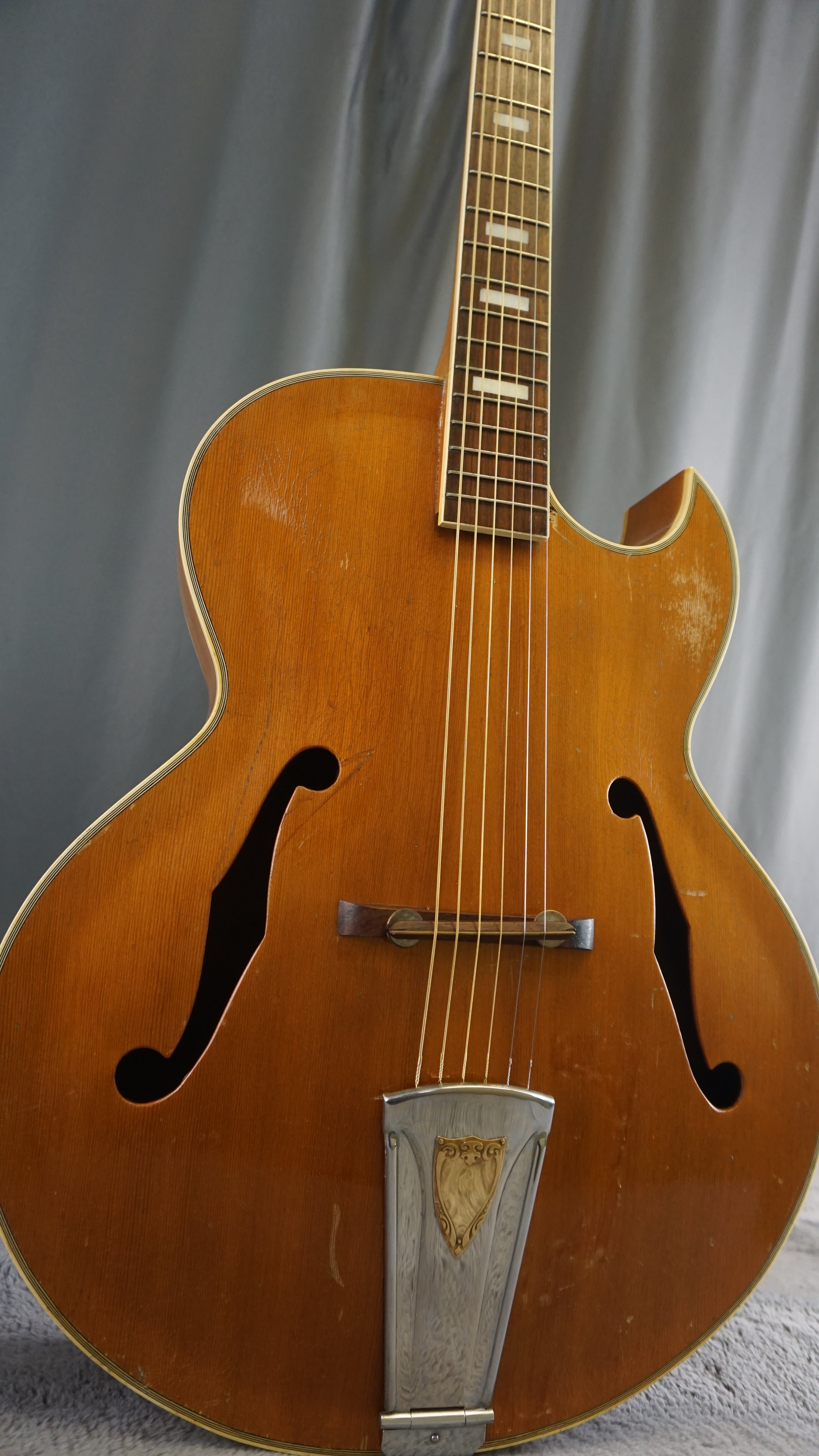 Vintage MIJ Hollow Body Archtop Guitar Natural Finish Japan w/ Restored Hardware