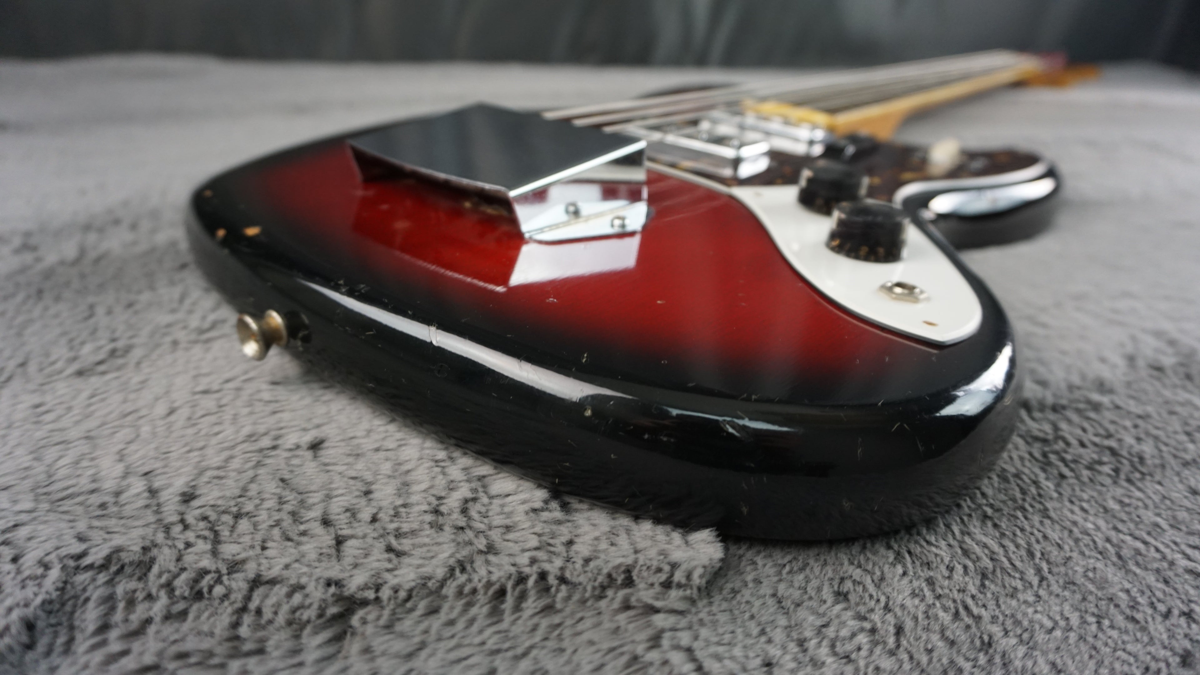 Vintage 1970s Made in Japan Bass Guitar Redburst w/ Dual Pickups & Original Electronics