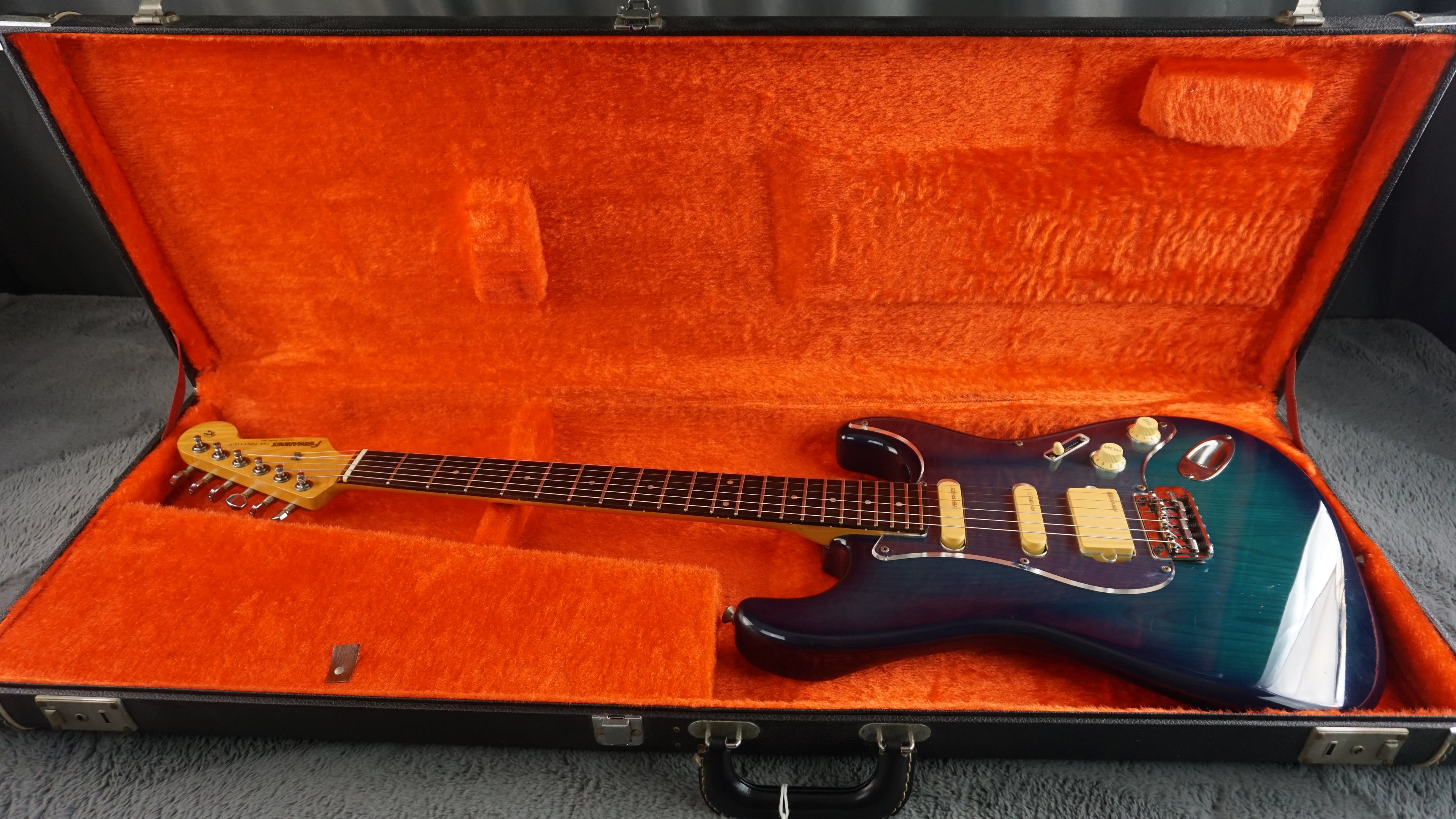 Fernandes “The Function” ST-45C MIJ Electric Guitar Blue Burst Flame Top w/ Fernandes Hard Case
