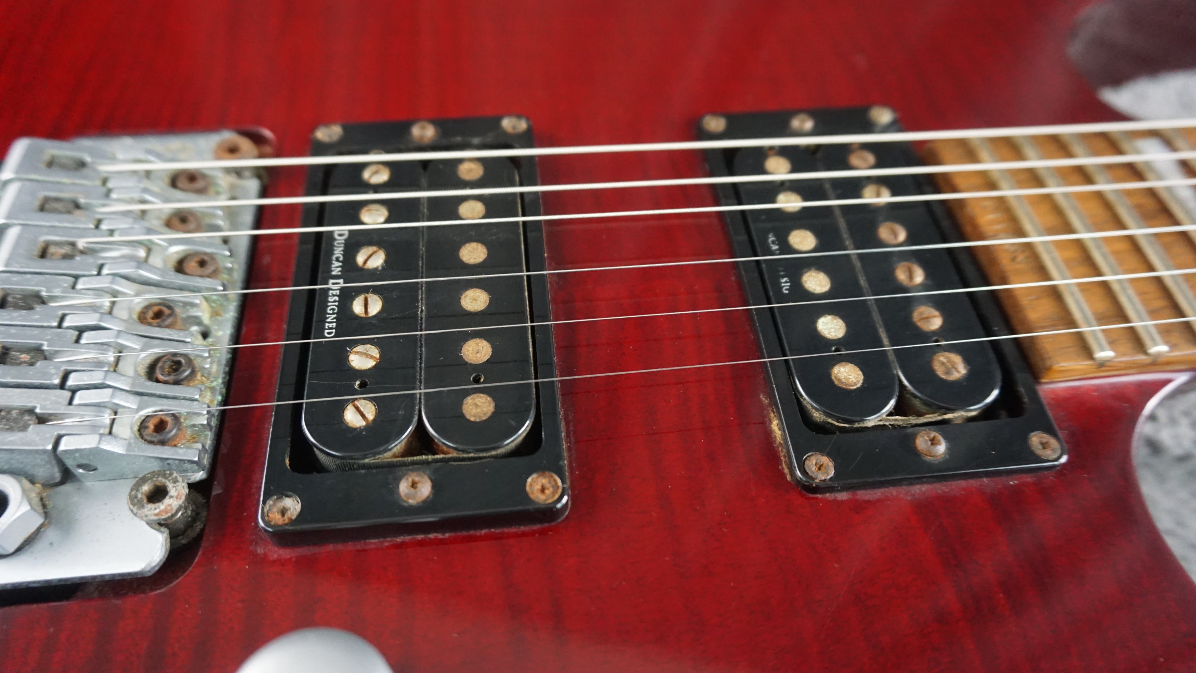 Grover Jackson SL-C.U.90HH Soloist MIJ Electric Guitar Transparent Red Flame