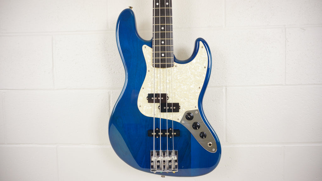 Fender Japan Jazz Bass 62 Reissue PJ Pickups - Badass Bridge - Translucent Blue - Matching Headstock