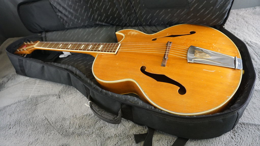 Vintage MIJ Hollow Body Archtop Guitar Natural Finish Japan w/ Restored Hardware
