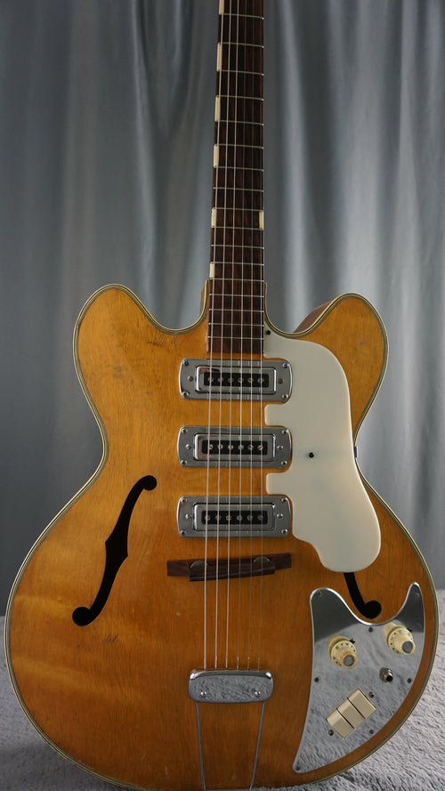 1960s Teisco EP-18 Triple Pickup Hollowbody Japan Vintage Electric Guitar Natural