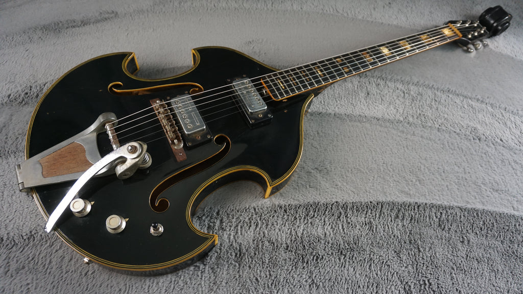 Firstman Liverpool Violin Guitar - Black - Hollow Body Japan