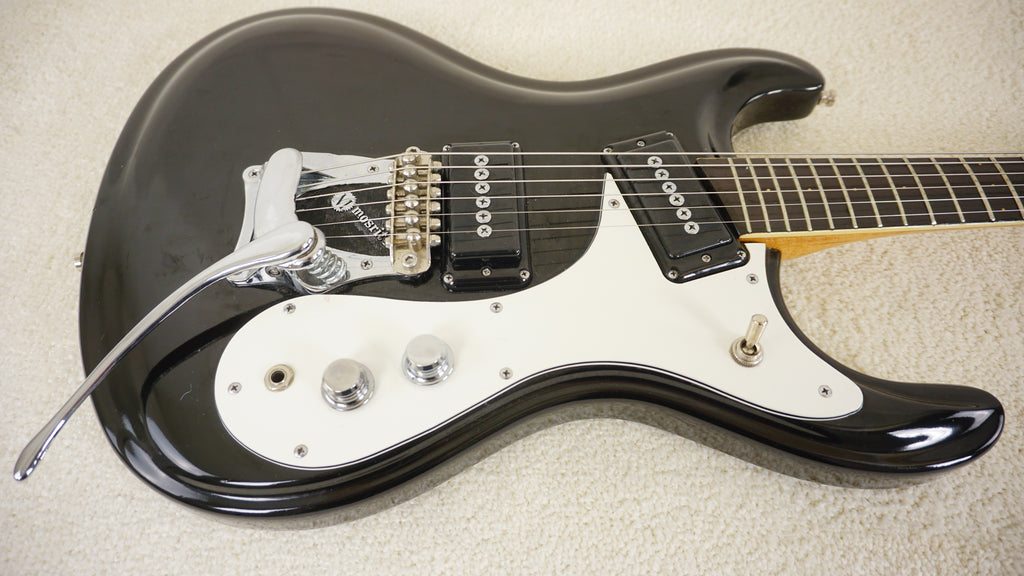 Mosrite Firstman MIJ Black Electric Guitar w/ Vibrato & Hard Case