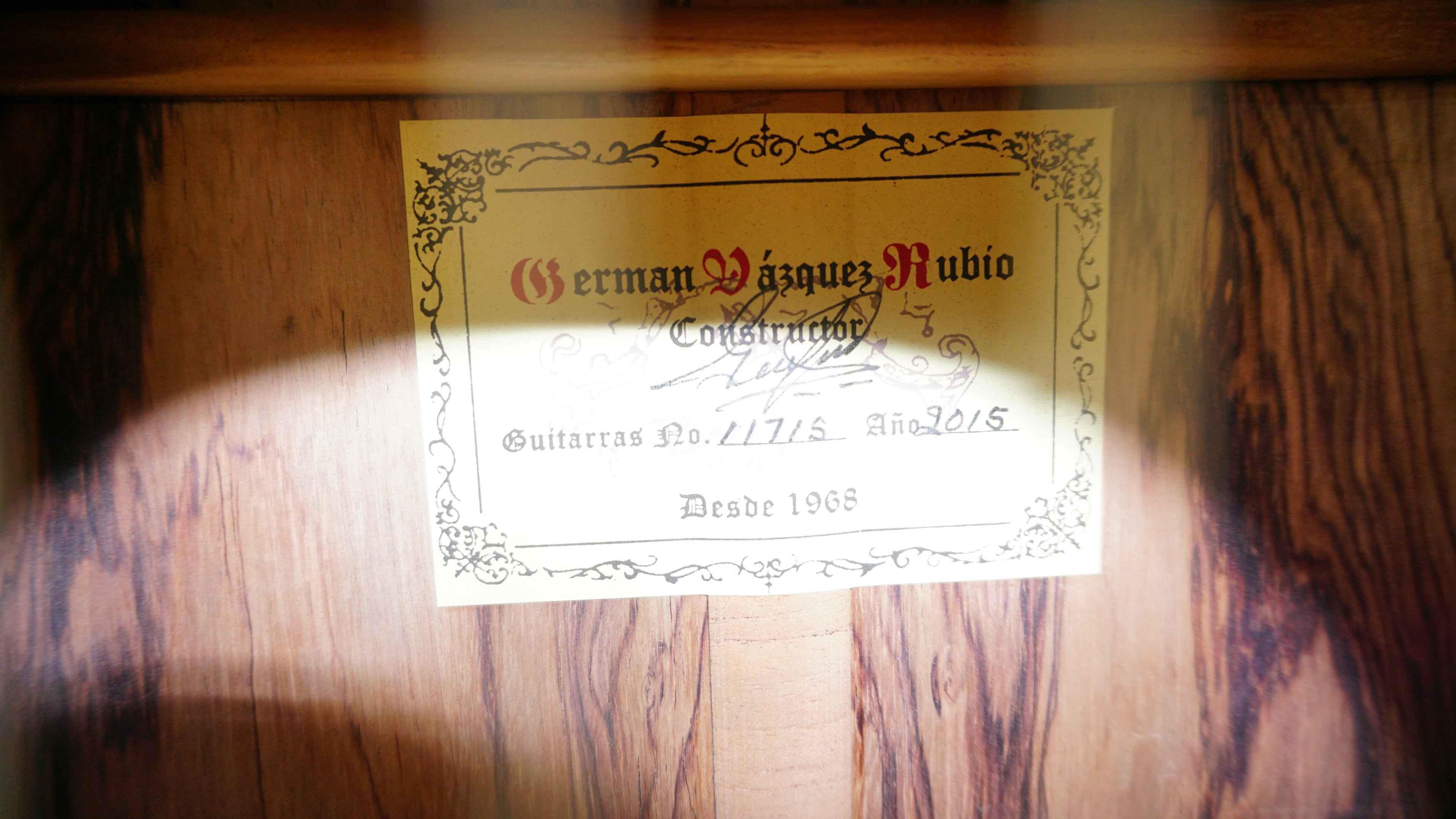 2015 German Vazquez Rubio Estudio Classical Guitar Spruce / Palo Escrito