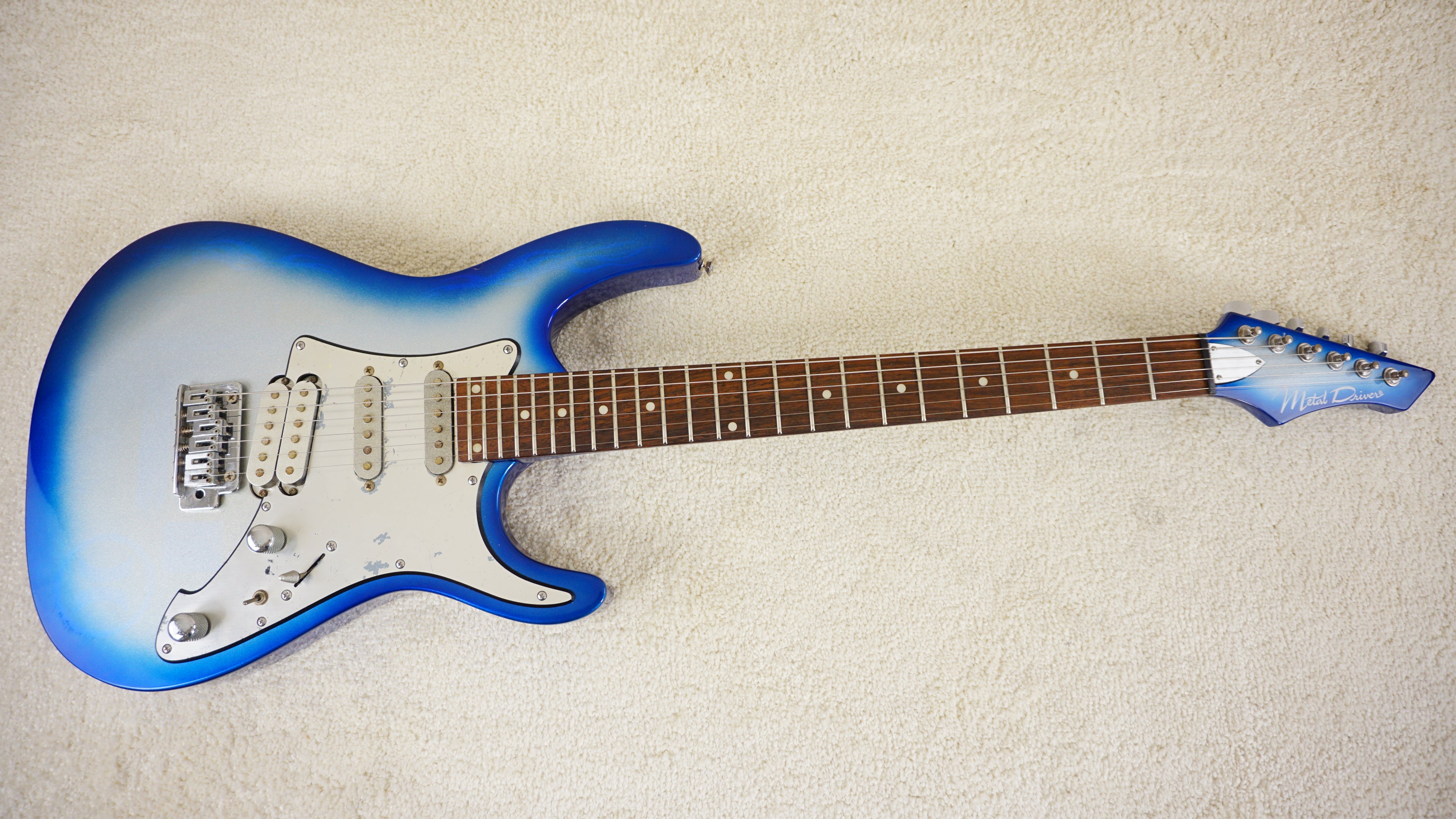 1990s Metal Driver Superstrat Blue Silver Burst HSS Electric Guitar MIJ
