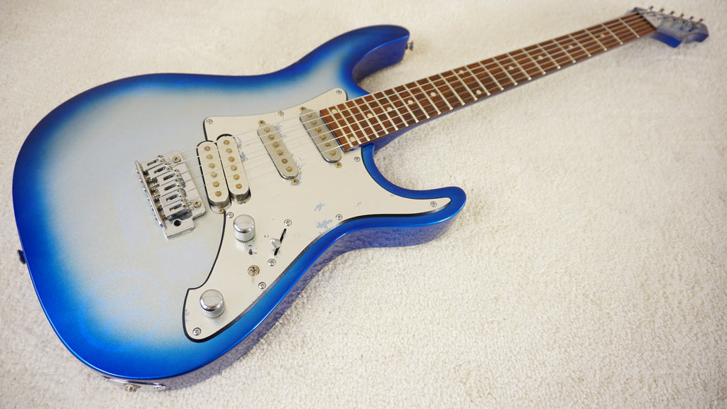 1990s Metal Driver Superstrat Blue Silver Burst HSS Electric Guitar MIJ