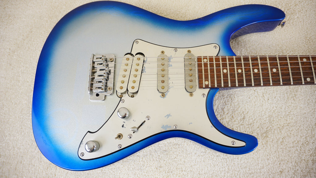 1990s Metal Driver Superstrat Blue Silver Burst HSS Electric Guitar MIJ