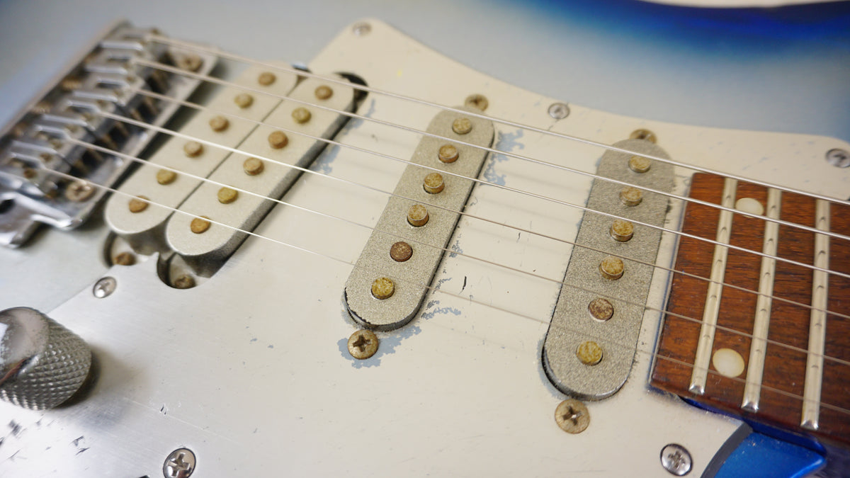 1990s Metal Driver Superstrat Blue Silver Burst HSS Electric Guitar MIJ