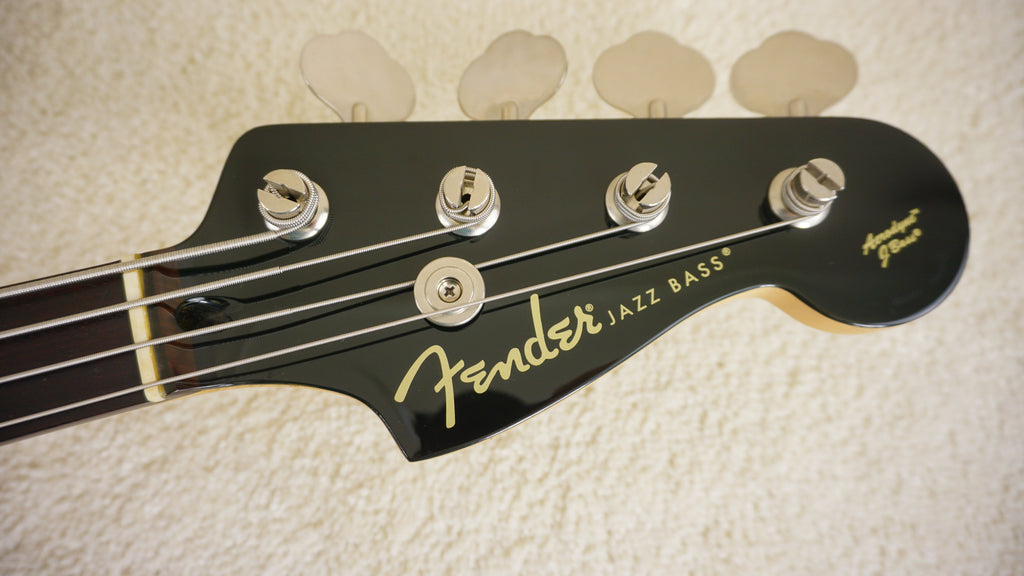 2006-08 Fender Japan AJB-66 Aerodyne Jazz Bass Black Matching Headstock