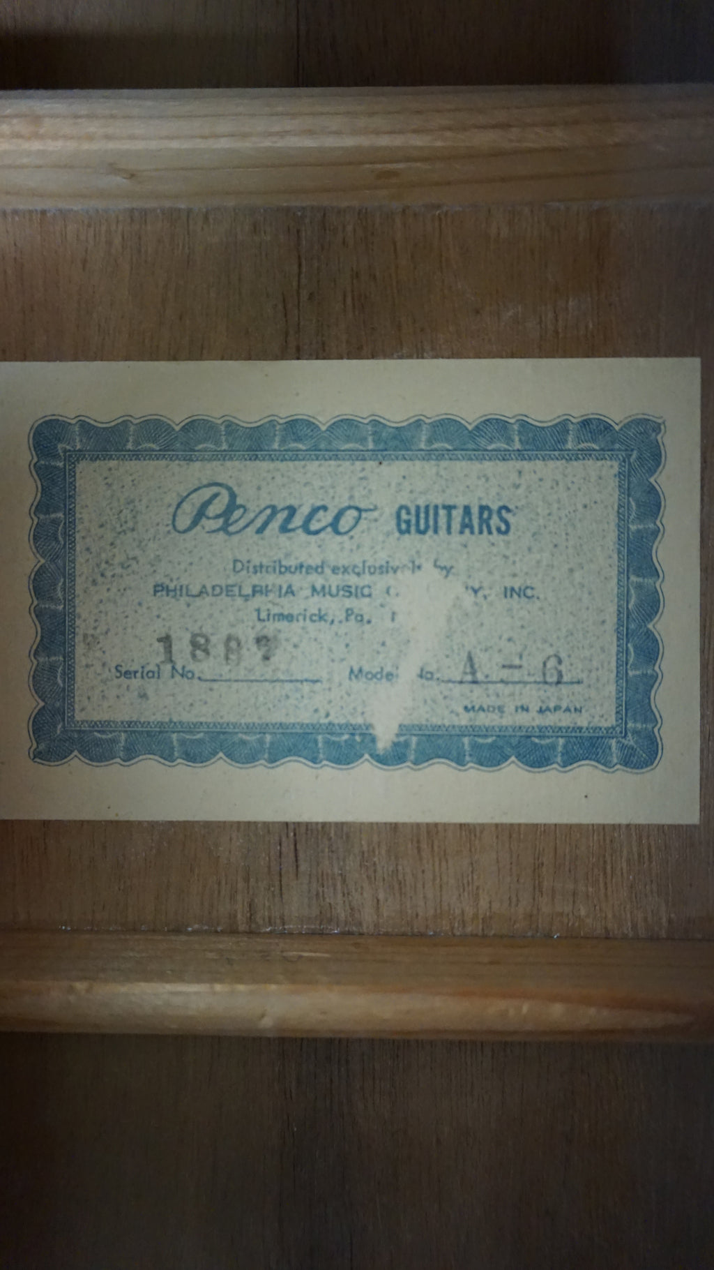 Vintage 1970s Penco A-6 Natural 000 Acoustic Guitar Hoshino Gakki MIJ