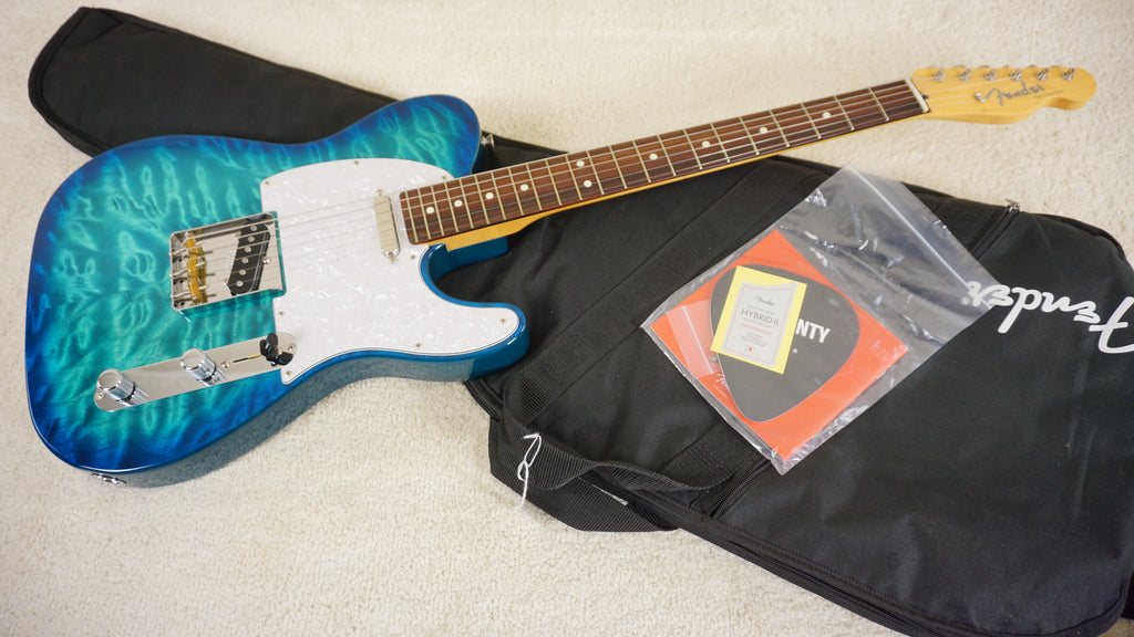 Fender Japan 2023 Limited Edition Hybrid II Telecaster Quilt Top Aquamarine