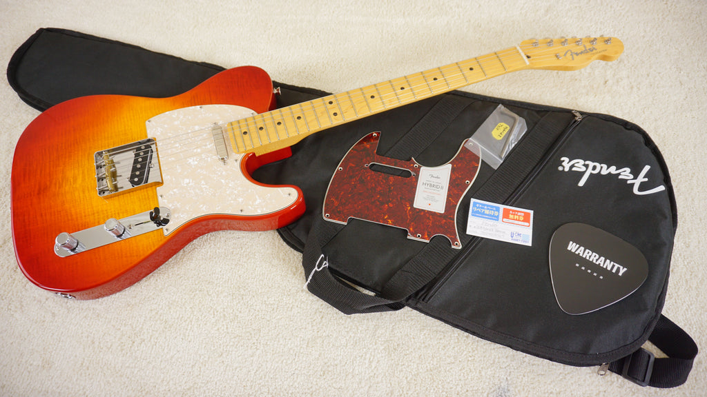 Fender Japan 2024 Collection Hybrid II Telecaster Flame Sunset Orange Transparent
