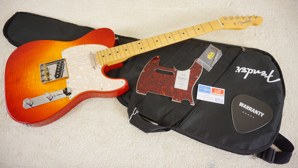 Fender Japan 2024 Collection Hybrid II Telecaster Flame Sunset Orange Transparent