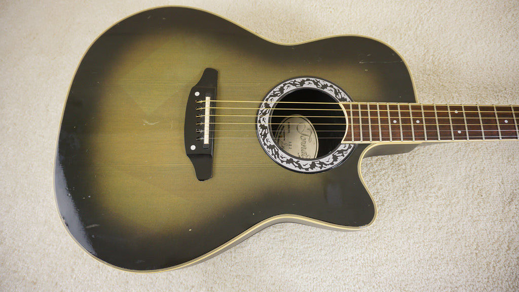Morris Tornado AZJ Roundback Cutaway 1985 Olive Green Sunburst Acoustic Japan