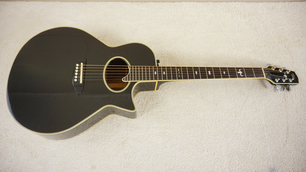 Tokai TEA-80D Florentine Cutaway 1989 Gloss Black Acoustic Electric Guitar Japan