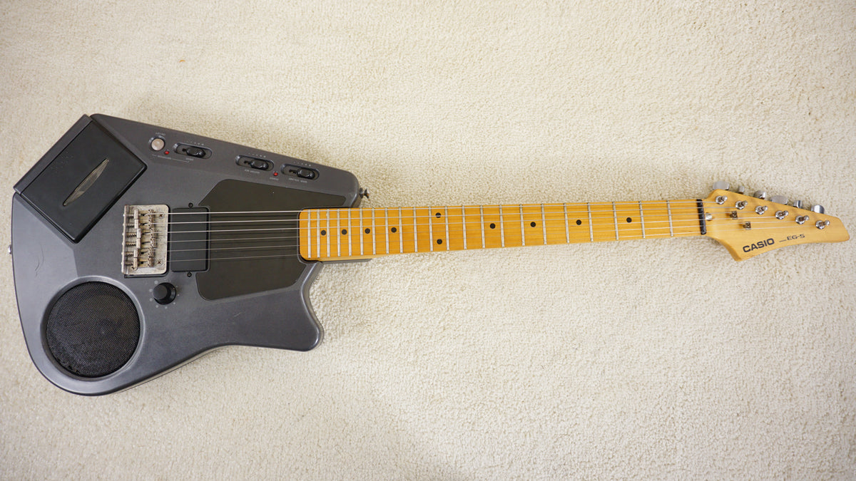 Casio EG-5 Cassette Player Built-In Speaker 1988 Metallic Grey Guitar Japan