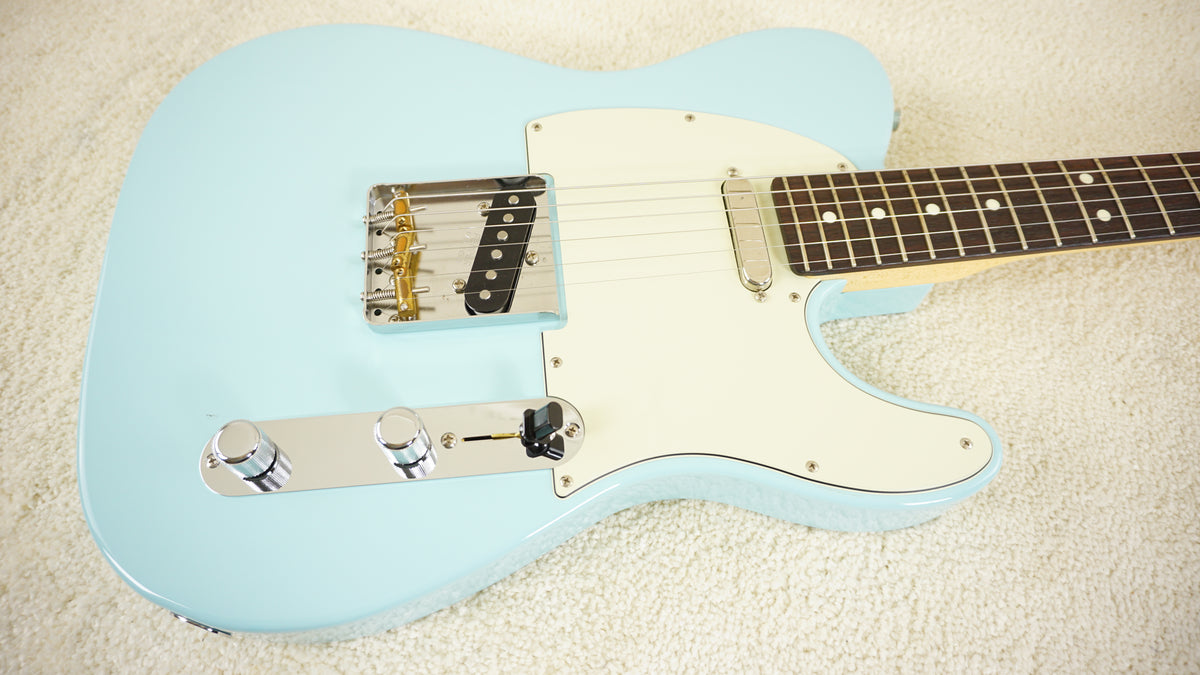Fender Japan 2023 Hybrid II Telecaster Daphne Blue Matching Headstock