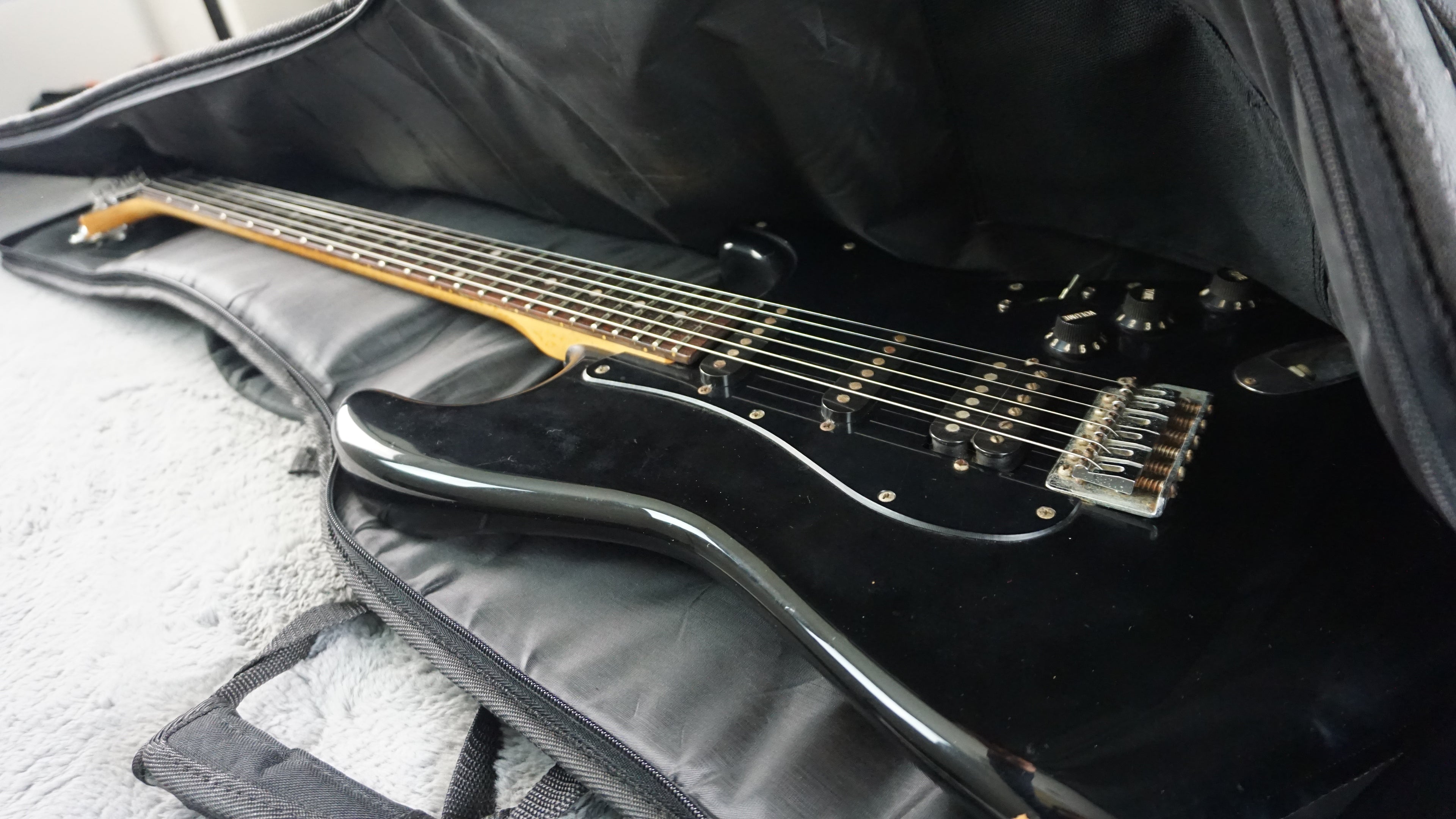 Greco Super Power HSS Strat Style MIJ Electric Guitar Black 1980s Japan