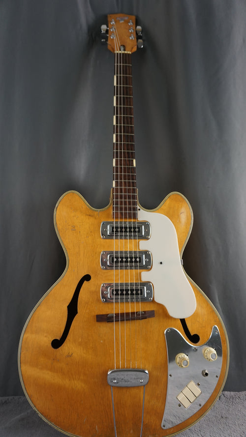 1960s Teisco EP-18 Triple Pickup Hollowbody Japan Vintage Electric Guitar Natural