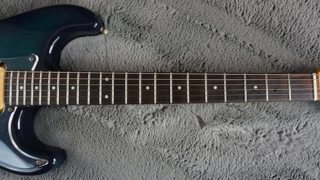 Fernandes “The Function” ST-45C MIJ Electric Guitar Blue Burst Flame Top w/ Fernandes Hard Case