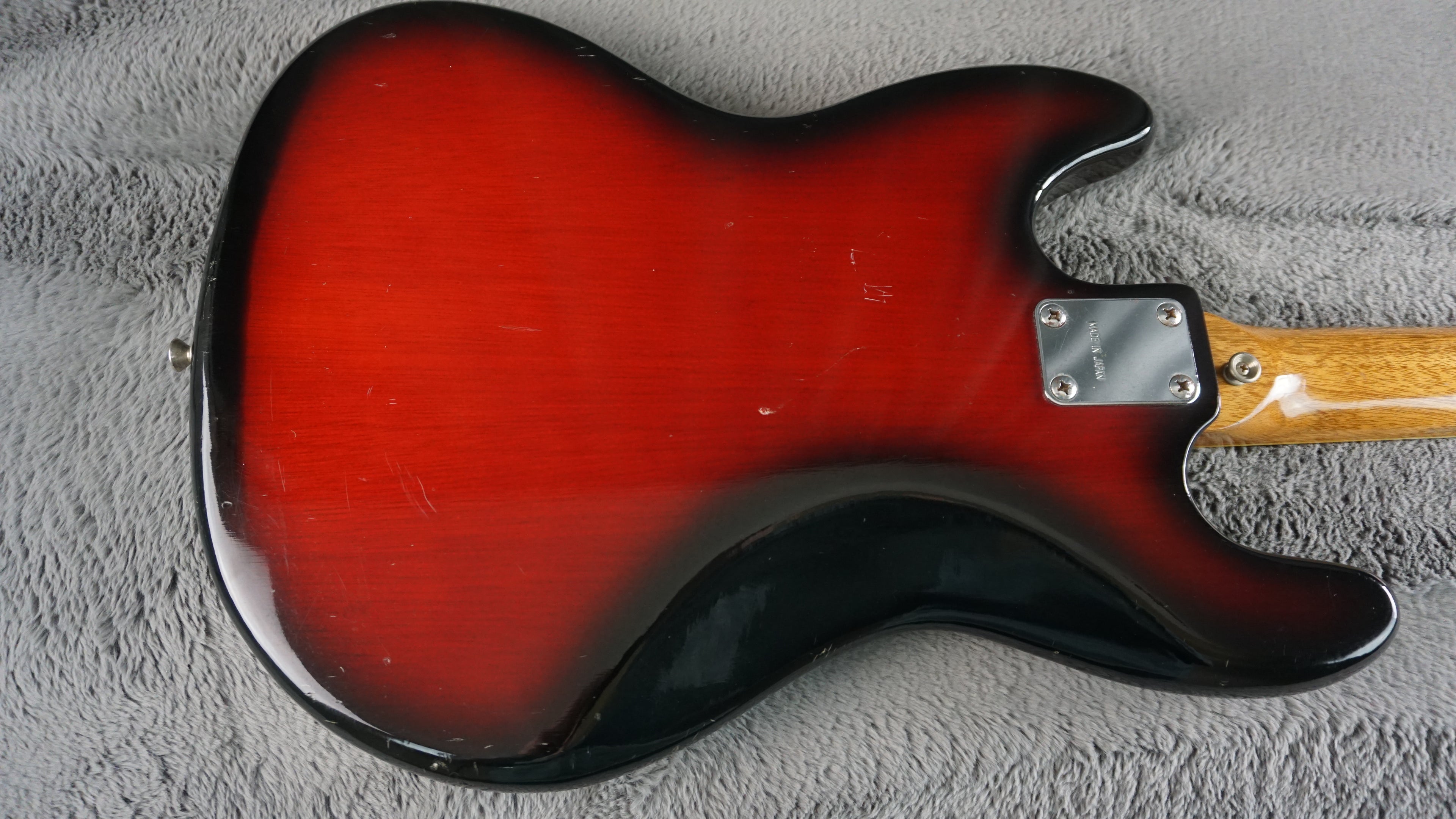 Vintage 1970s Made in Japan Bass Guitar Redburst w/ Dual Pickups & Original Electronics
