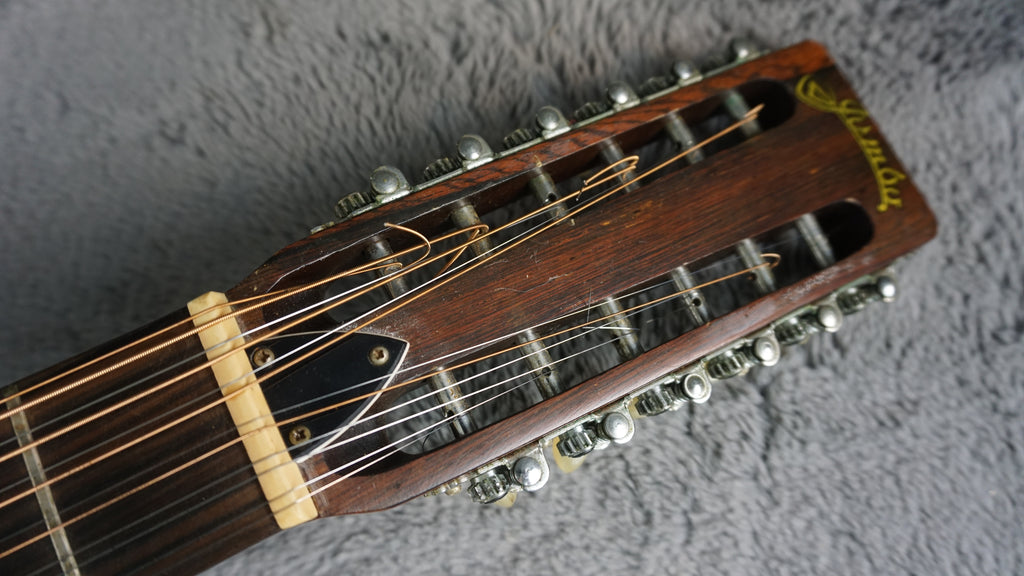 Vintage Jumbo 12-String Acoustic Guitar Japan Made w/ Hard Case