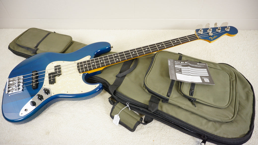 Fender Japan Jazz Bass 62 Reissue PJ Pickups - Badass Bridge - Translucent Blue - Matching Headstock