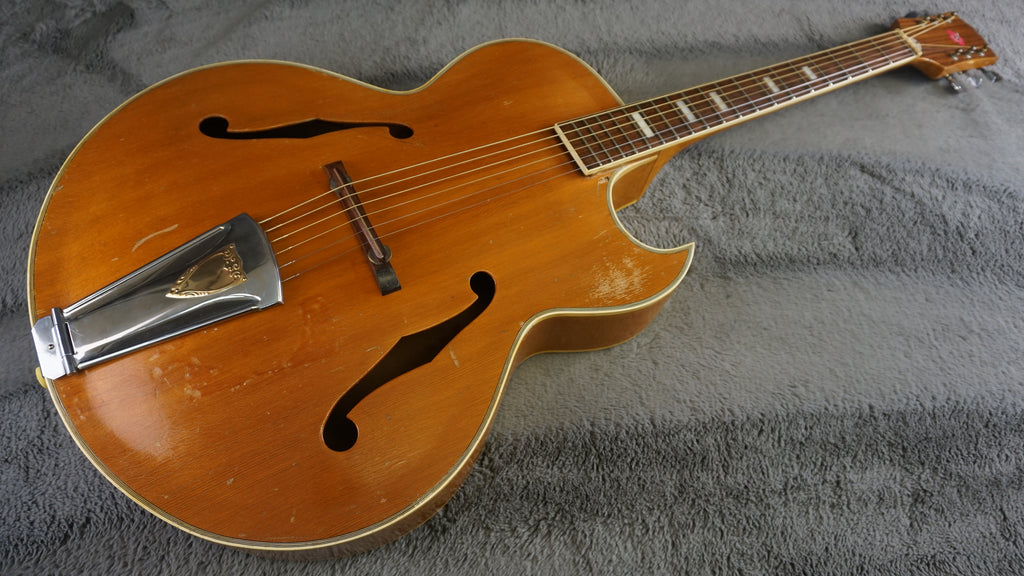 Vintage MIJ Hollow Body Archtop Guitar Natural Finish Japan w/ Restored Hardware