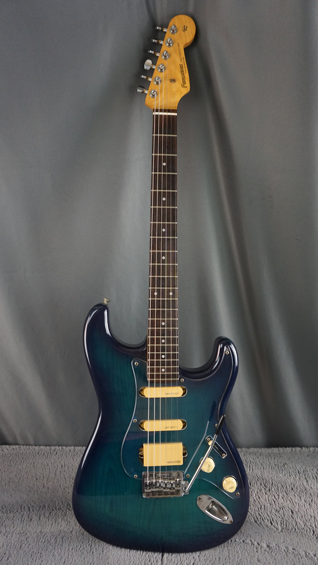 Fernandes “The Function” ST-45C MIJ Electric Guitar Blue Burst Flame Top w/ Fernandes Hard Case