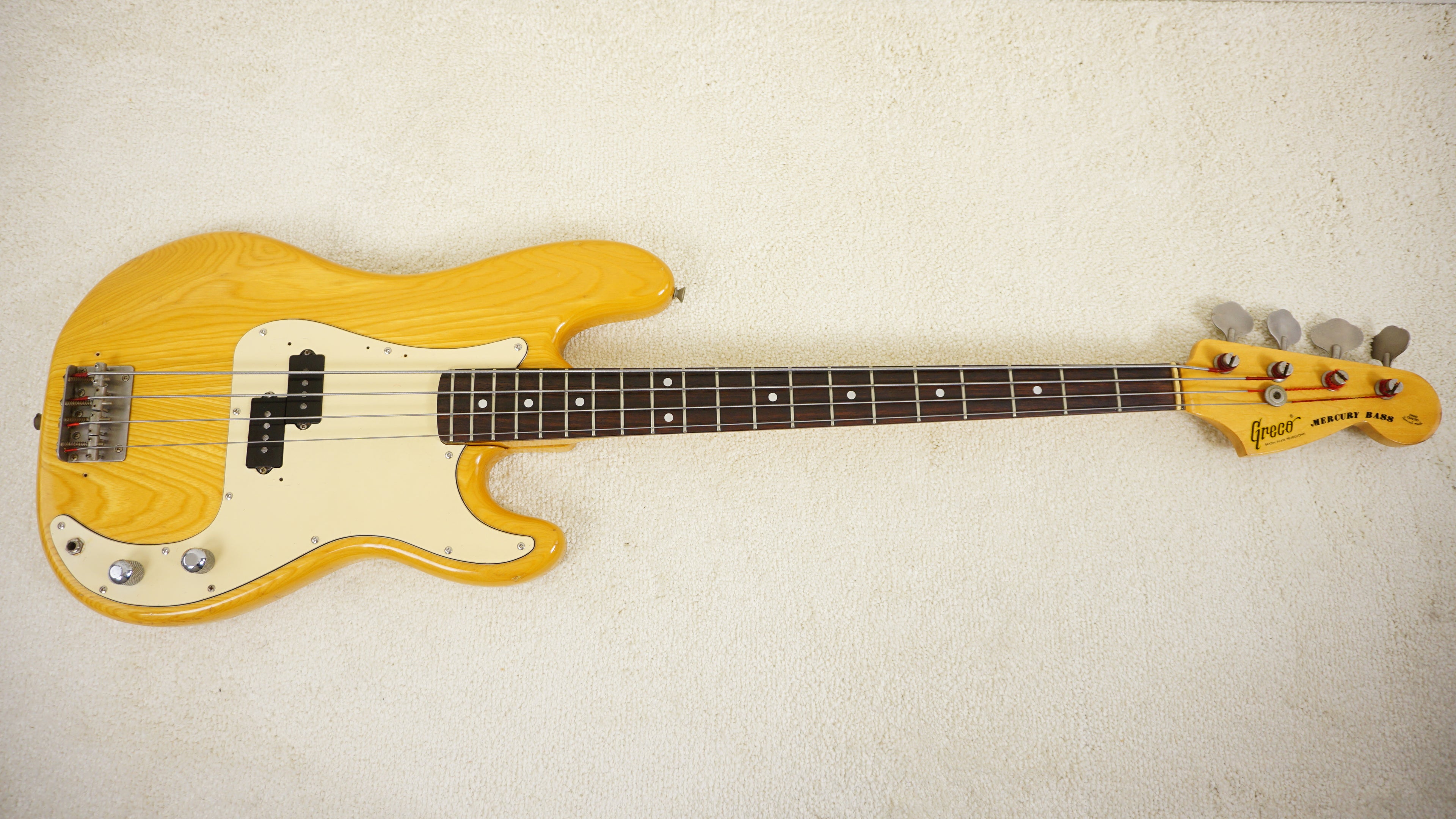 Greco Mercury Bass Vintage MIJ Electric Bass Natural Ash 1978 w/ Hard Case
