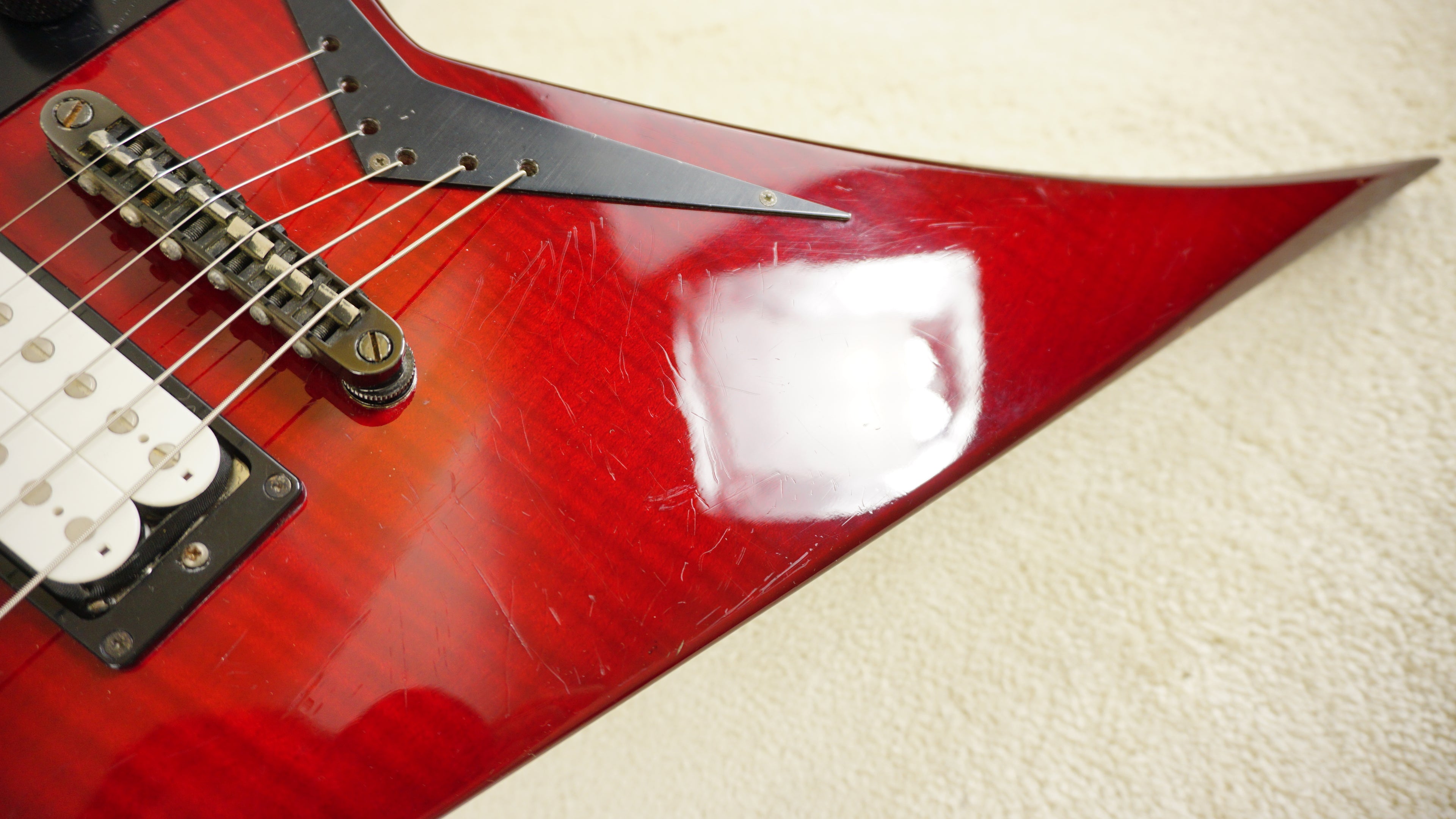 1998 Grover Jackson RR-CU50Q Rhoads Transparent Red Quilt MIJ w/ Jackson Hard Case