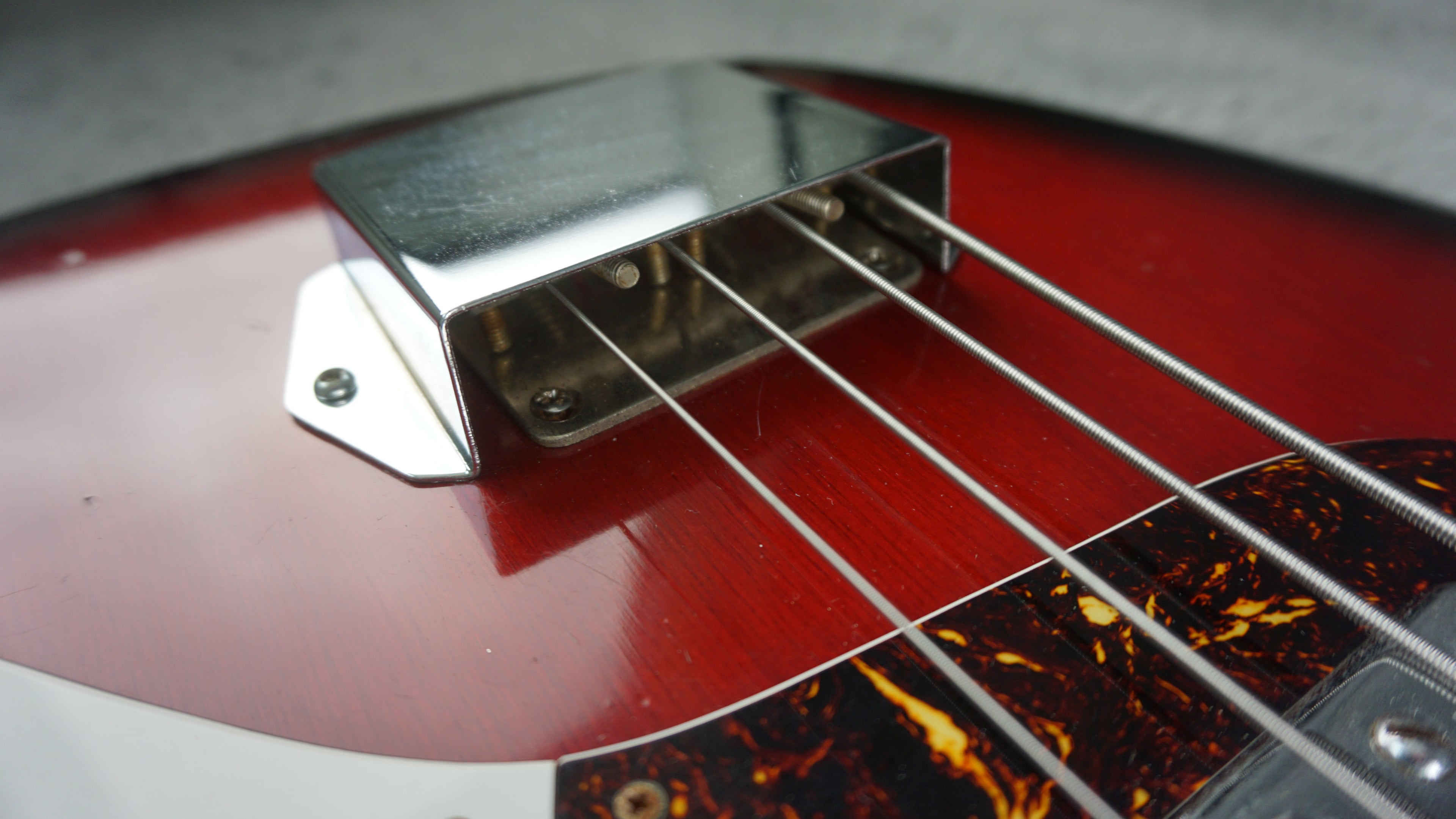 Vintage 1970s Made in Japan Bass Guitar Redburst w/ Dual Pickups & Original Electronics