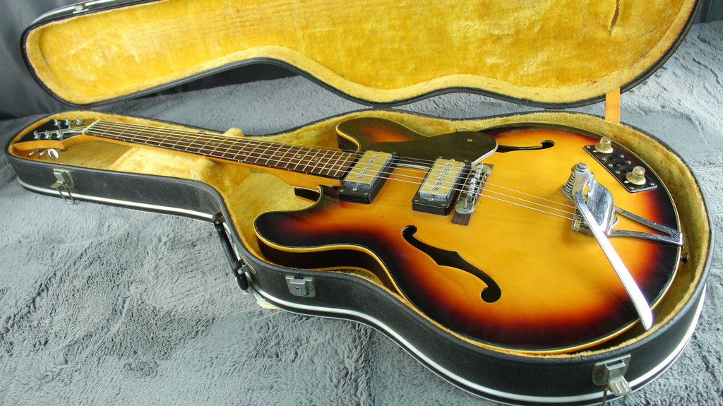 Semi-Hollow Sunburst Electric Guitar