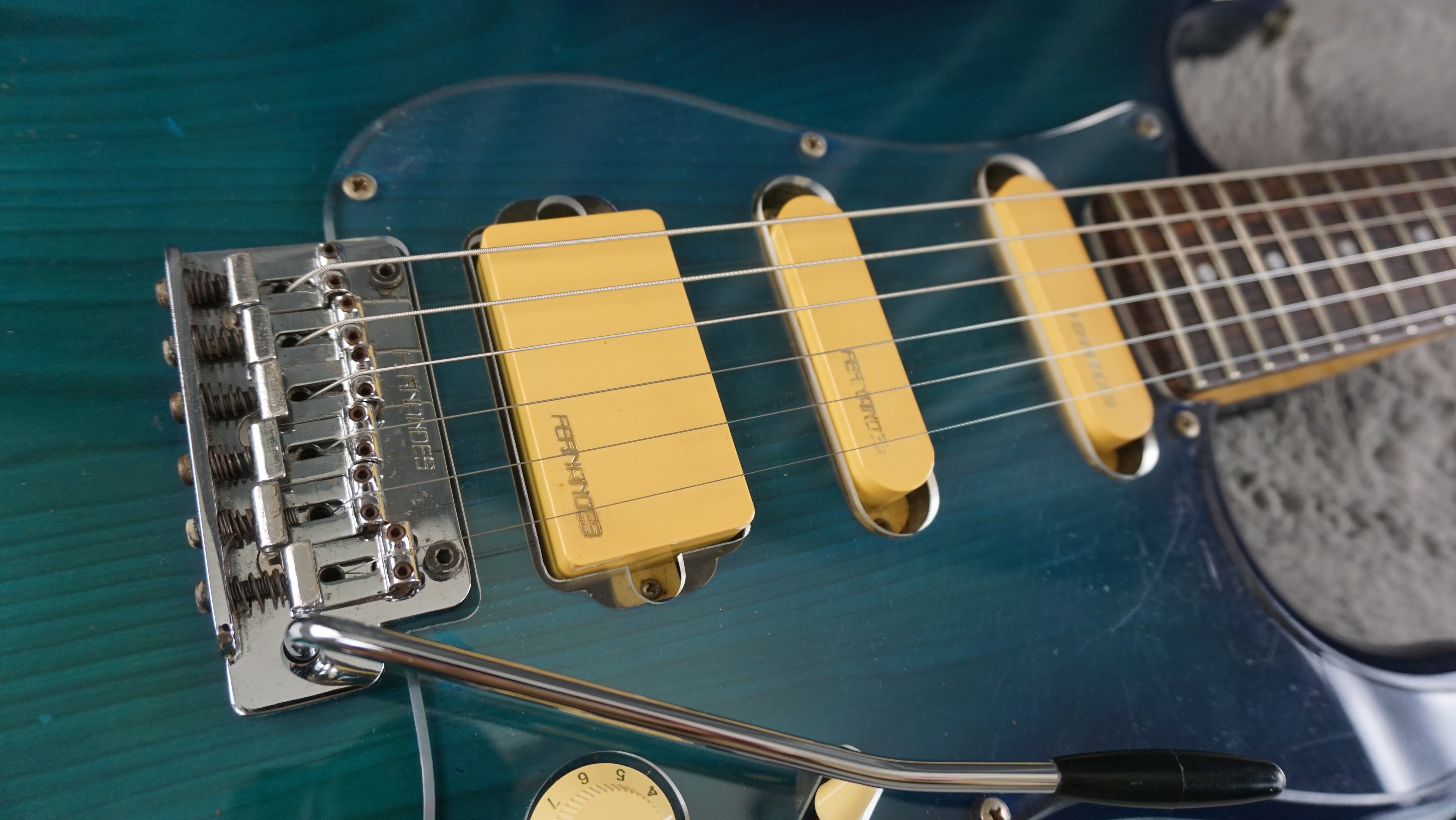 Fernandes “The Function” ST-45C MIJ Electric Guitar Blue Burst Flame Top w/ Fernandes Hard Case